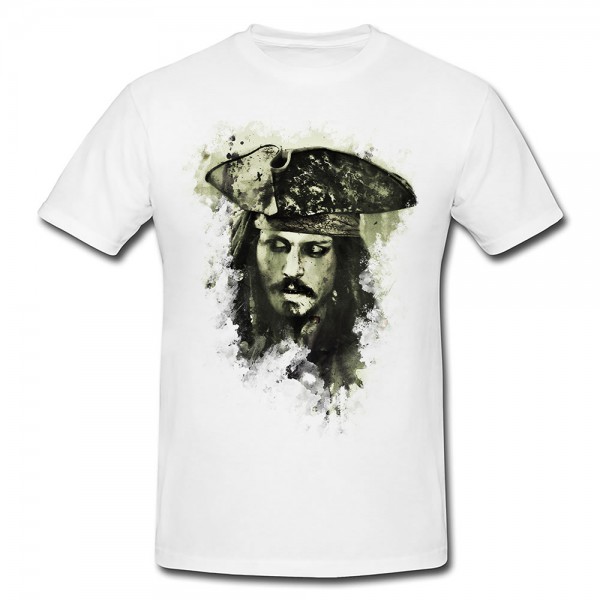 Jack Sparrow Premium Herren und Damen T-Shirt Motiv aus Paul Sinus Aquarell