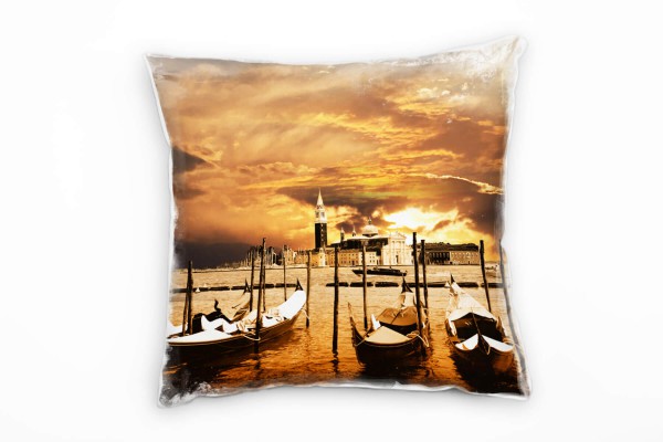 Urban und City, sepia, Venedig, Sonnenuntergang Deko Kissen 40x40cm für Couch Sofa Lounge Zierkissen