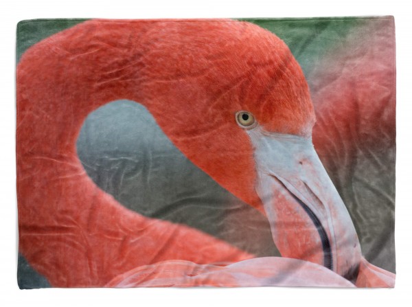 Handtuch Strandhandtuch Saunatuch Kuscheldecke mit Tiermotiv rosa Flamingo Voge