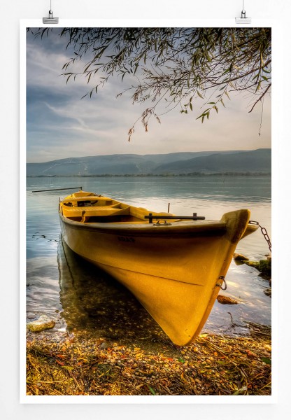 60x90cm Künstlerische Fotografie Poster Einsames Boot am Strand 