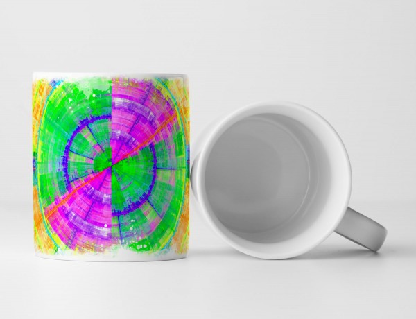 Tasse Geschenk Digitale Grafik – Bunte Neonkreise