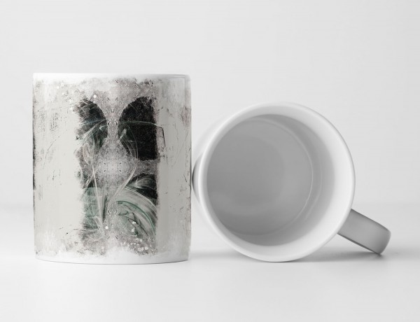 Tasse Geschenk soft, verschwommene Kreise, abstrakt, schwarz-weiß