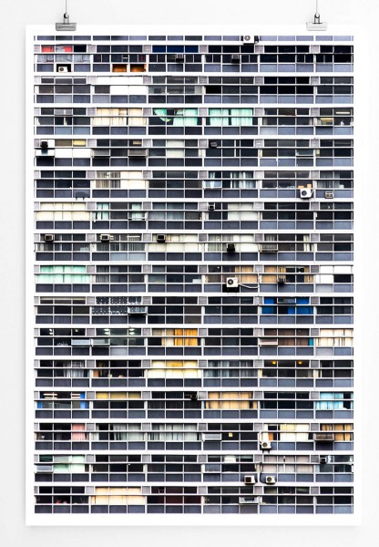 Urbane Fotografie  Hochhausfassade mit Klimaanlagen 60x90cm Poster