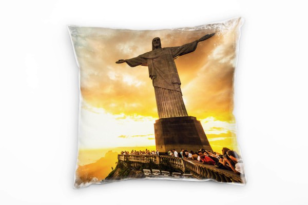 Landschaften, Rio de Janeiro, Brasilien, orange Deko Kissen 40x40cm für Couch Sofa Lounge Zierkissen
