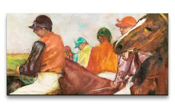 Remaster 120x60cm Edgar Degas weltberühmtes Wandbild The Jockeys zeitlose Kunst Pferde