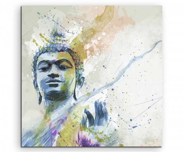 Buddha II 60x60cm Aquarell Art Leinwandbild Old