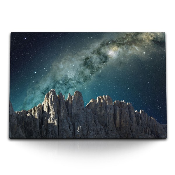 120x80cm Wandbild auf Leinwand Astrofotografie Milchstraße Dolomiten Felsen Galaxie