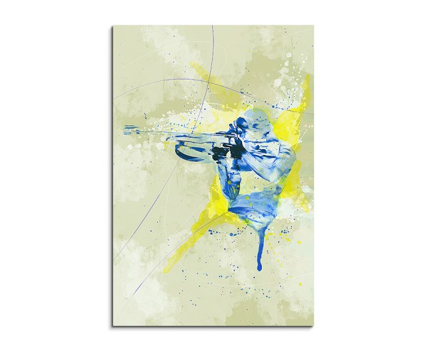 Biathlon V 90x60cm SPORTBILDER Paul Sinus Art Splash Art Wandbild Aquarell Art 