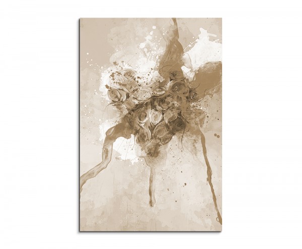 Herz 90x60cm Aquarell Art Leinwandbild Sepia