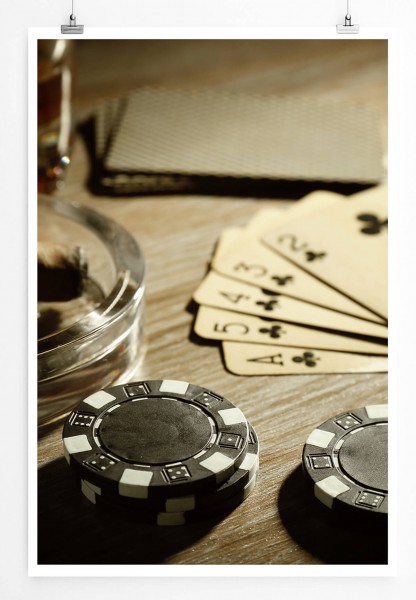Poker Set mit Karten und Chips 60x90cm Poster
