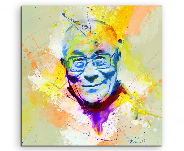 Dalai Lama 60x60cm Aquarell Art Leinwandbild