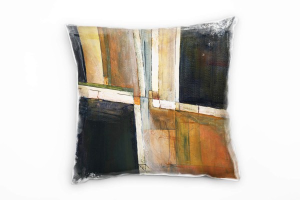 Abstrakt, braun, schwarz, gemalt, flächig Deko Kissen 40x40cm für Couch Sofa Lounge Zierkissen