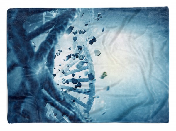 Handtuch Strandhandtuch Saunatuch Kuscheldecke mit Fotomotiv DNA 3D Kunst Blau