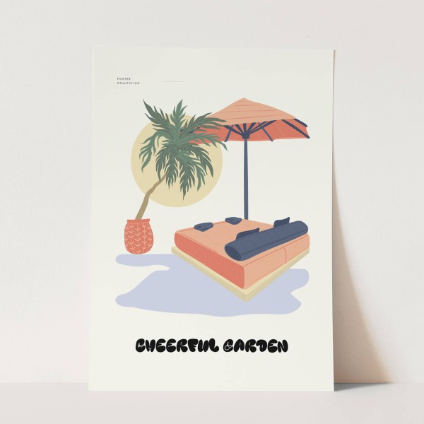 Grafik Dekorativ Modern Palme Pool Sommer Sonnenschirm