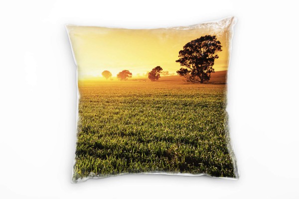 Landschaft, grün, orange, Wiese, Sonnenaufgang, Australien Deko Kissen 40x40cm für Couch Sofa Lounge