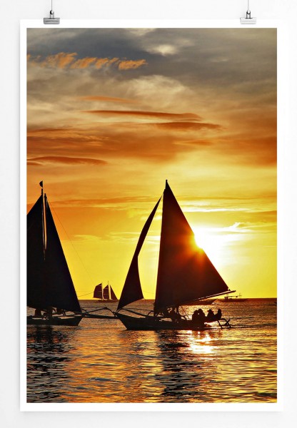 60x90cm Landschaftsfotografie Poster Segelboote bei Sonnenaufgang