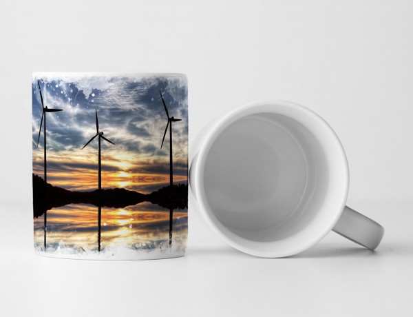 Tasse Geschenk Landschaftsfotografie – Windräder bei Sonnenaufgang