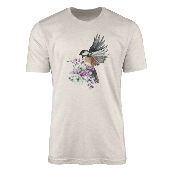 Herren Shirt Organic T-Shirt Aquarell Motiv Sperling Bio-Baumwolle Ökomode Nachhaltig Farbe