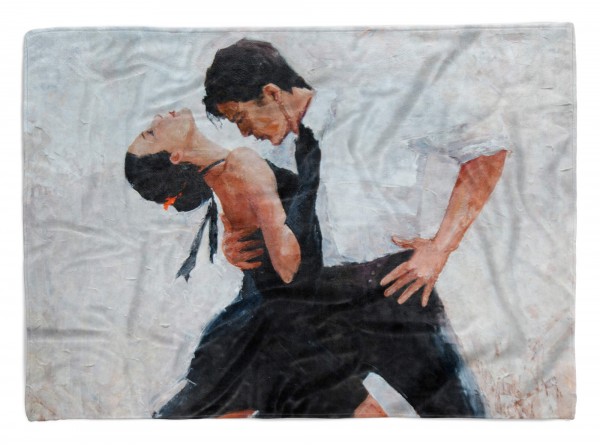 Handtuch Strandhandtuch Saunatuch Kuscheldecke mit Fotomotiv Tanzpaar Tango Lei