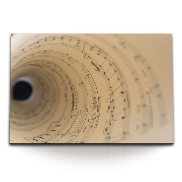 120x80cm Wandbild auf Leinwand Musiknoten Notenblatt Musik Klassik Spirale Fotokunst