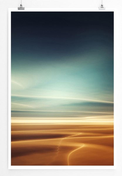 Illustration 60x90cm Poster Surreale Marslandschaft mit Himmel
