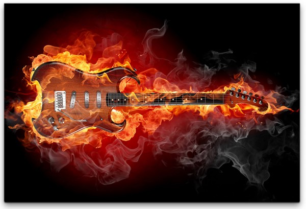 brennende Gitarre Wandbild in verschiedenen Größen