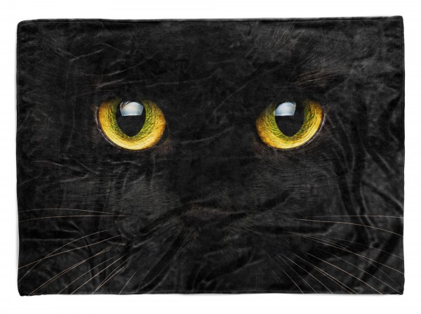 Handtuch Strandhandtuch Saunatuch Kuscheldecke mit Tiermotiv schwarze Katze Kat
