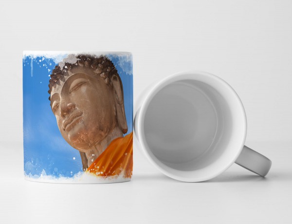 Tasse Geschenk Künstlerische Fotografie – Buddha Porträt aus Froschperspektive