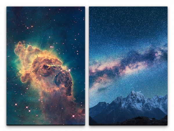 2 Bilder je 60x90cm Nebula Milchstraße Sterne Nacht Galaxie Astrofotografie Traumhaft