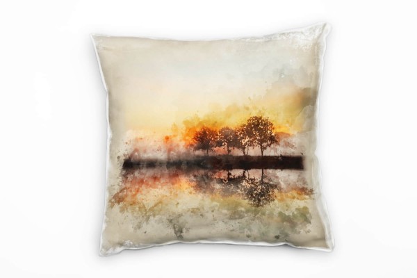 Natur, Abstrakt, gemalt, Sonnenuntergang, orange Deko Kissen 40x40cm für Couch Sofa Lounge Zierkisse
