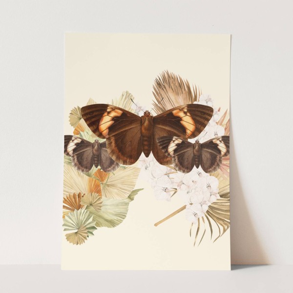 Wandbild Schmetterlinge Blüten Vintage Brauntöne Kunstvoll