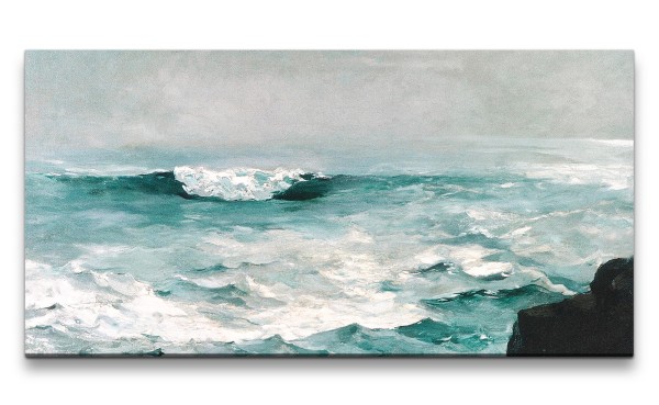 Remaster 120x60cm Winslow Homer weltberühmtes Wandbild Cannon Rock Meer Wellen Zeitlos