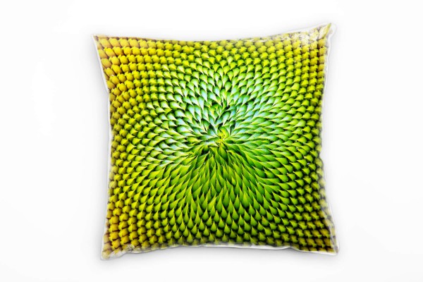 Macro, Blumen, orange, grün, Sonnenblume Deko Kissen 40x40cm für Couch Sofa Lounge Zierkissen