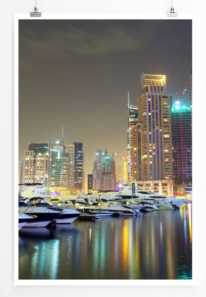 Urbane Fotografie 60x90cm Poster Hochhäuser bei der Marina Bay in Dubai