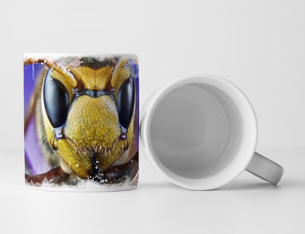 Tasse Geschenk Tierfotografie – Detailaufnahme eines Bienengesichts