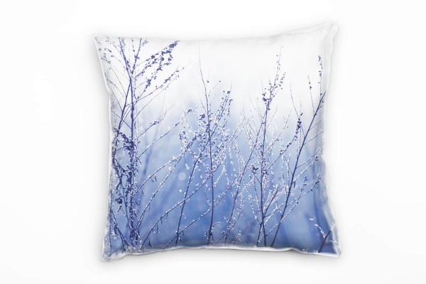 Winter, Gräser, Eis, blau, grau Deko Kissen 40x40cm für Couch Sofa Lounge Zierkissen