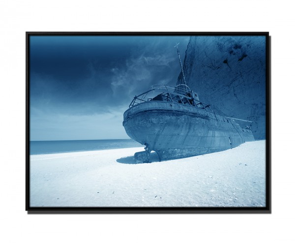 105x75cm Leinwandbild Petrol Rostiges Schiffswrack Navagiostrand Griechenland
