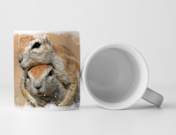 Tasse Geschenk Tierfotografie – Zwei spielende Erdhörnchen