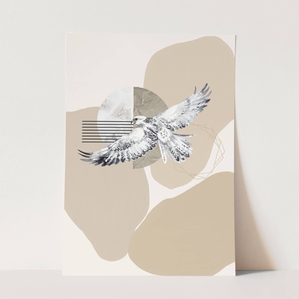 Vogel Motiv Falke im Flug exklusives Design Pastelltöne Kunstvoll