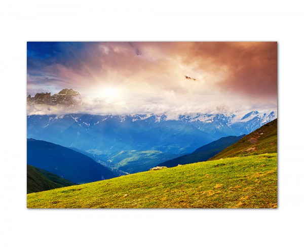 120x80cm Kaukasus Berge Sonnenuntergang Natur