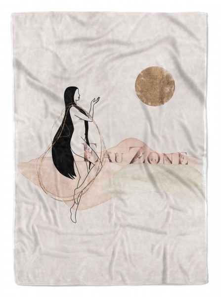 Handtuch Strandhandtuch Saunatuch Kuscheldecke Kunstvoll junge Frau in Mondlicht