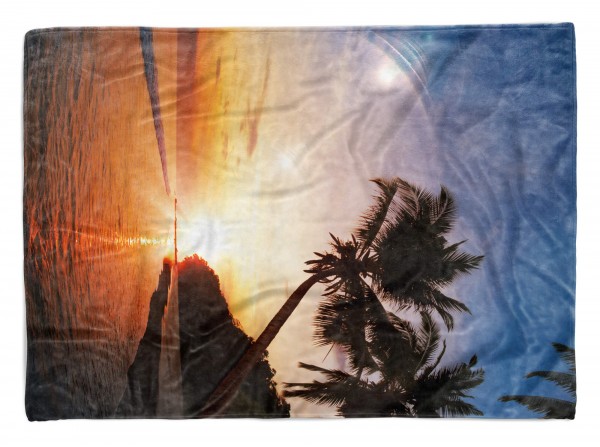 Handtuch Strandhandtuch Saunatuch Kuscheldecke mit Fotomotiv Traumstrand Palmen