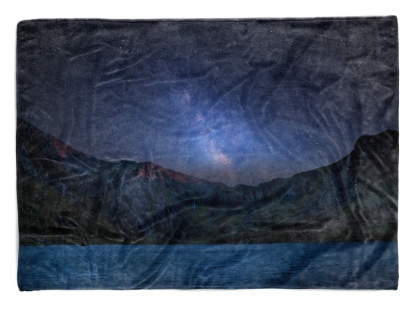 Handtuch Strandhandtuch Saunatuch Kuscheldecke mit Fotomotiv Berge Astrofotografie Sterne