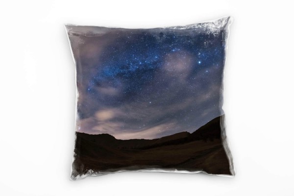 Natur, Sternenhimmel, Wolken, Nacht, braun, blau Deko Kissen 40x40cm für Couch Sofa Lounge Zierkisse