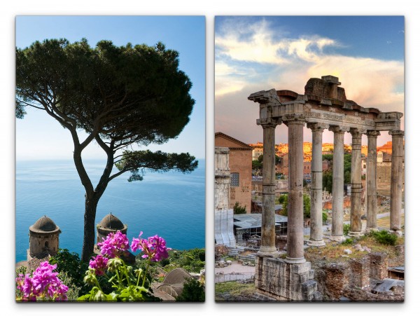 2 Bilder je 60x90cm Ravello Italien Mittelmeer Amalfiküste Rom Antik Säulen