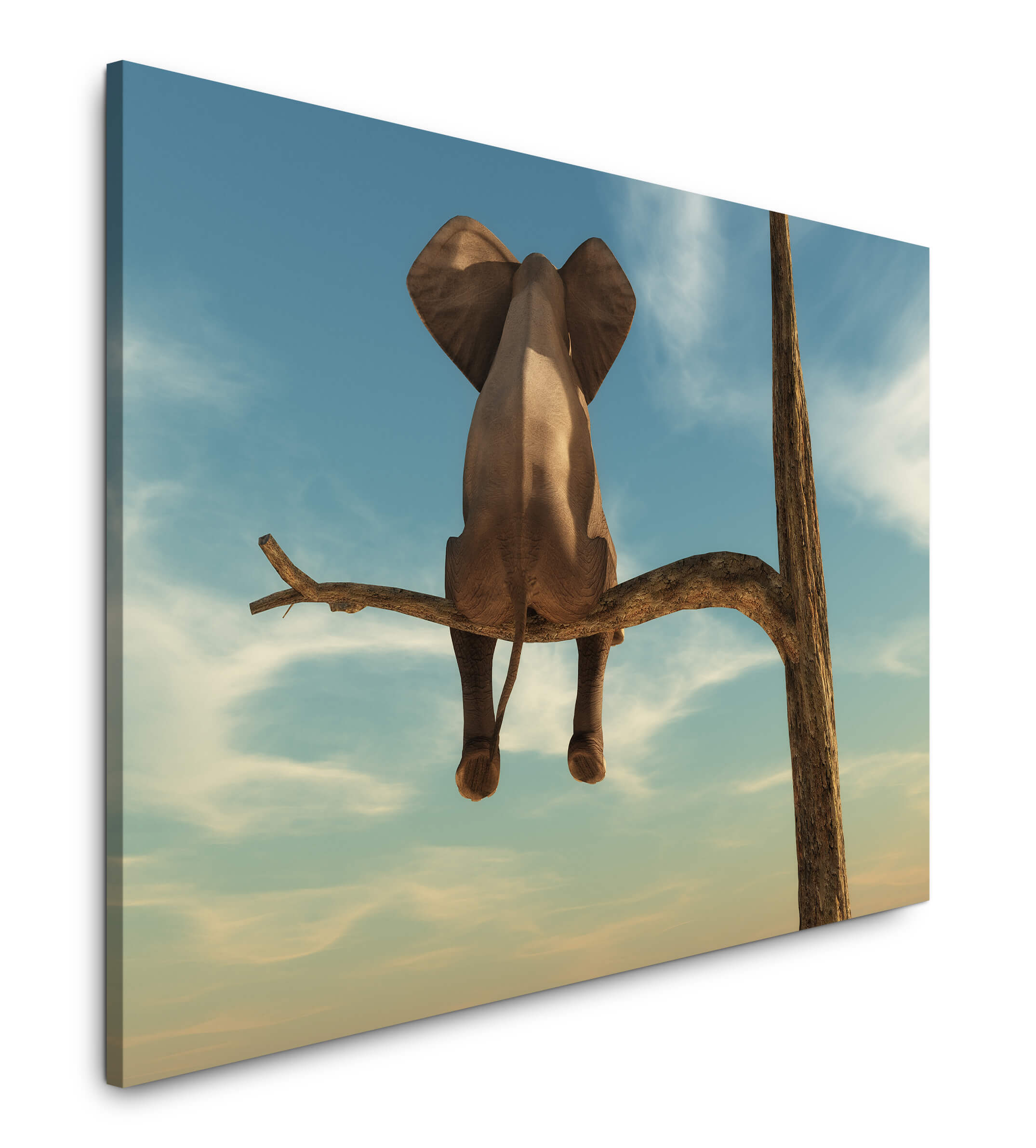 Designs, auf Größen Wandbild Geschenke Preisen Wandbilder fairen verschiedenen einem | zu Sinus Einzigartige Wohnaccessoires GmbH Elefant - Baum in Art & ,