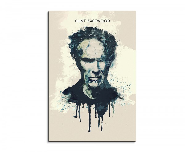 Clint Eastwood 90x60cm Aquarell Art Wandbild auf Leinwand fertig gerahmt Original Sinus Art