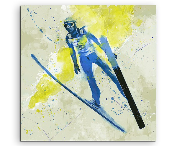 Ski Weitsprung 60x60cm SPORTBILDER Paul Sinus Art Splash Art Wandbild Aquarell Art