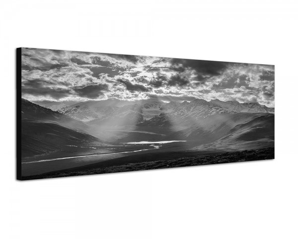 150x50cm Himalaya Berge Fluss Wiesen Sonnenaufgang