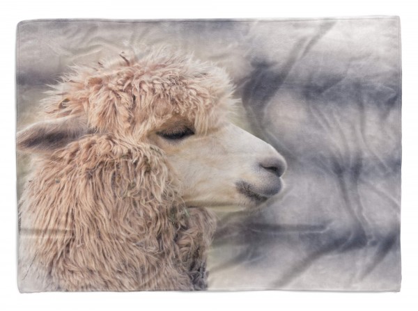 Handtuch Strandhandtuch Saunatuch Kuscheldecke mit Tiermotiv Lama flauschig